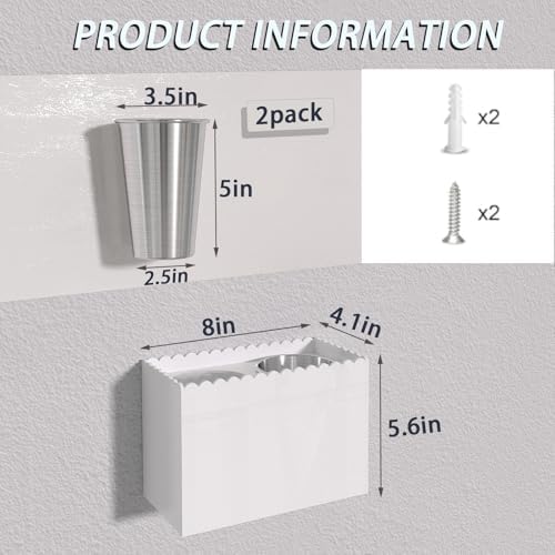 Scalloped 2 Cup Acrylic Hair Tool Organizer Wall Mount for Bathroom - Image 4