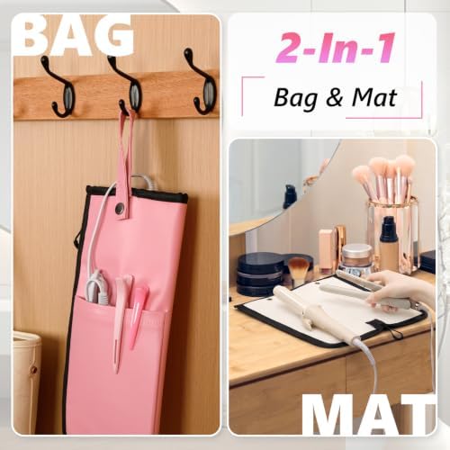 2-in-1 Heat Resistant Mat & Storage Bag with Pocket for Hair Tools - Image 5