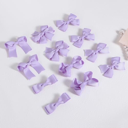 12Pcs 3" Light Purple Small Cute Grosgrain Ribbon Hair Bows Alligator Clips for Girls Easter Fall Halloween Party Dress Decor Accessories Birthday Gift for Her - Image 2