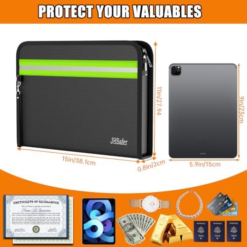 6400℉ Fireproof Document Bag, Money Bag Storage, 15” X 11”, Black - Image 5
