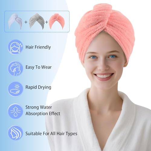 Microfiber Hair Drying Towel Wrap,Hair Turbans Towel for Wet Hair - Image 2