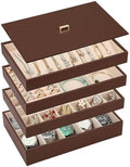 Voova Stackable Jewelry Organizer Tray with Lid (Set of 4, Coffee) by Voova