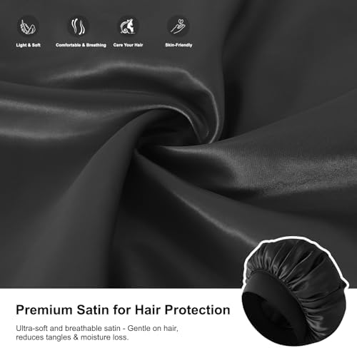 ZHENSILK 3PCS Silk Sleep Bonnet for Women, Large Satin Hair Caps with Elastic Band for Curly Hair and Frizz Control - Image 3