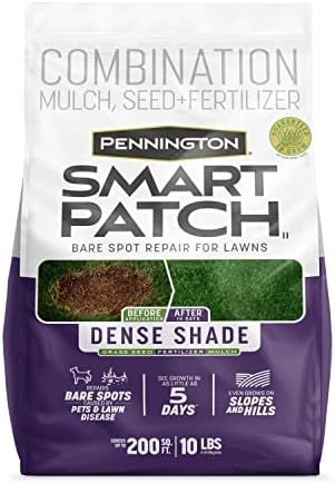 Pennington Smart Patch Dense Shade Grass Seed 10 LB, Bare Spot Repair with Mulch and Fertilizer by Pennington