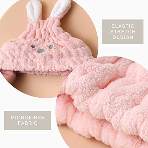 Hair Towel Wrap for Kids, Bunny Toddler Dry Head Cap Absorbent Quick - Image 5