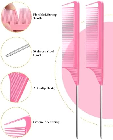 MORGLES 70PCS Metal Hair Roller Clips Golden with Rat Tail Combs for Women - Image 5