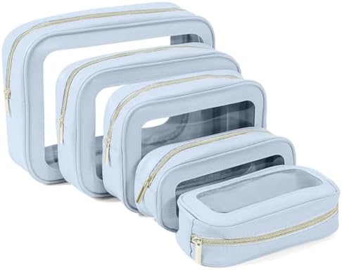 YOPCDJ 5PCS Diaper Bag Organizer Pouch Set, TSA Approved Toiletry Bag，Clear Waterproof TPU Makeup Bag Set Travel Organizer Bags for Women and Kids by YOPCDJ