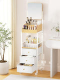SWTYMIKI Makeup Organizer Cart with Mirror - Makeup Storage Vanity Dresser with Non-Woven Drawers, 360° Rotating HD Mirror, Rolling Organizer Cart for Skin Care Perfume Nail Polish Hair Tool White by SwtyMiki-TidyHomeSweetLife