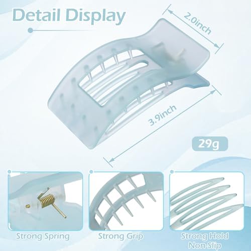 French Flat Hair Clips for Women 6pcs Hair Claw Clips for Thick or Thin Hair Matte Claw Clips for Girls Barrettes Non-Slip Strong Hold Hair Accessories for Women (Ice Cream) - Image 3
