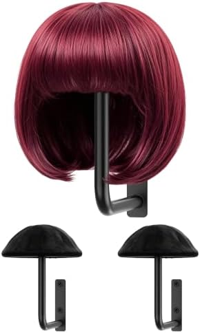 2 Pack Wig Stand Wall Mount, Metal Hat Display Holder with Velvet Cover by GIGIFTREE