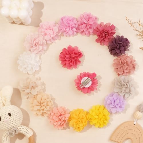 DED 40PCS 2" Chiffon Flower Hair Bows Clips for Girls Infants Toddlers - Image 5