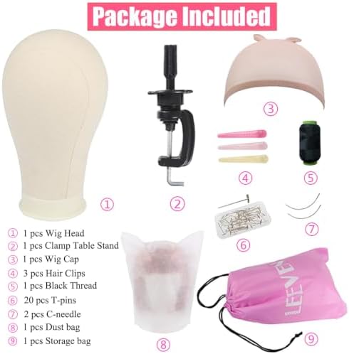 Leeven Poly Canvas Block Wig Head Mannequin head With Clamp 24 Inch - Image 2