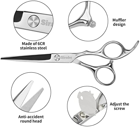 Hair Cutting Scissors Thinning Shears Kit, 6.5 inch Professional Haircut Scissors for Beard Trimming Shaping with Comb Case, Hairdressing Shears Set - Image 4