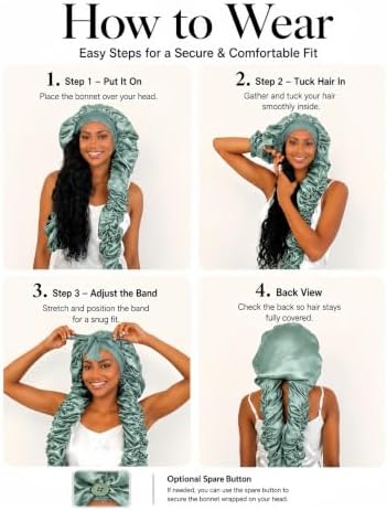 Double Layer Slik Like Satin Bonnet, 33-43" XXL Bonnet for Braids Long Hair - Image 6