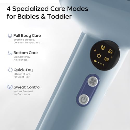 Bc Babycare Gentle Cordless Hair Dryer for Baby and Kids, Quiet Portable Mini Blow Dryer for Infant,​Portable​ Travel Hair Dryer,Low Heat/Speed with 4 Model for Hair Diaper and Full Body (Purple) - Image 3