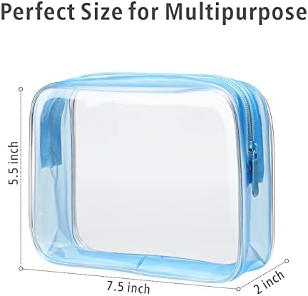 PACKISM Clear Toiletry Bag - 3 Pack Quart Size TSA Approved Toiletry Bag, Travel Makeup Cosmetic Bag for Women, Carry on Airport Airline Compliant Bag, Blue - Image 2