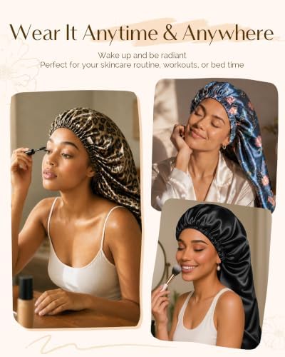 YANIBEST Adjustable Satin Sleep Bonnet, Double Layer Extra Long Hair Bonnet - Image 5