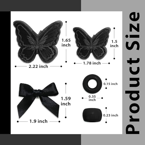 Black Hair Beads for Braids 100PCS Satin Hair Bows Embroidery Butterfly Hair Clips Gradient Large Beads Dreadlock Acrylic Pony Beads Hair Accessories for Women - Image 4