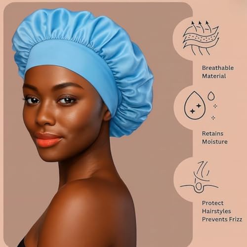 Satin Bonnet – Sleep Bonnet for Women and Men Curly Hair, Braids, and Natural Hairstyles (1pck) - Image 4