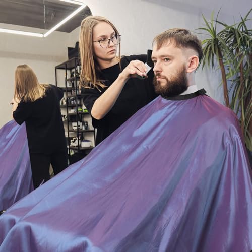 Professional Barber Cape with Neck Brush & Disposable Neck Paper, Purple - Image 7