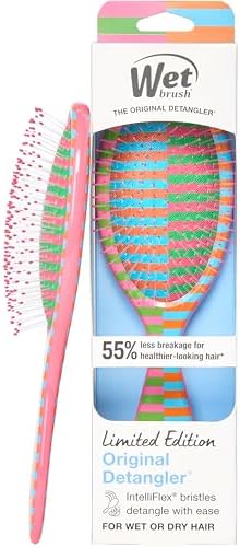 Wet Brush Original Detangler Hair Brush, Flexible Bristles Gently Detangle All Hair Types, Works on Wet or Dry Strands, Ergonomic Handle, Reduce Breakage, Limited Edition, Retro Sport Warm Match Point by WetBrush