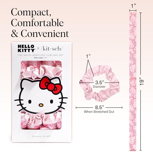 Hello Kitty x Kitsch Heatless Curls Overnight Set – Pink Kitty Faces - Image 5