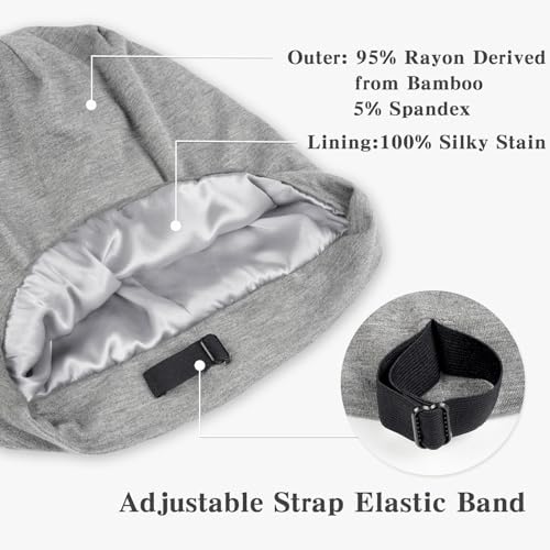 Fittia Satin Lined Sleep Bonnet, Adjustable Non-Slip Cap For Locs, Medium - Image 4