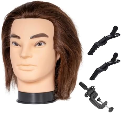 Male Mannequin Head 100% Human Hair Mannequin Head by Unknown