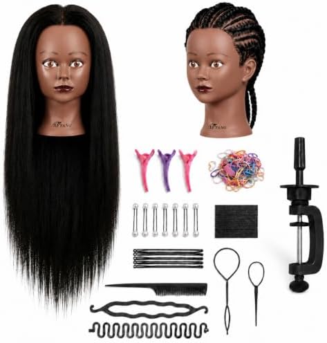 100% Real Hair Mannequin Head for Braiding Curling Styling Cosmetology Practice Doll Stand Human hair with Clamp Wig Tools for Kids Adults (16 Inch) by Unknown