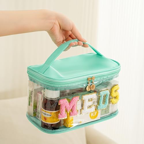 uekeboag Chenille Letter MEDS Clear Medicine Makeup Bag(12Green-Meds) - Image 3