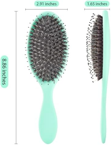 Boar Bristles Hair Brush for Women and Men, Detangling Hair Brush for Smoothing Massage Add Shine, Nylon&Boar Bristles Detangler brush for Hair Healthy (1 Pack-MintGreen) - Image 6
