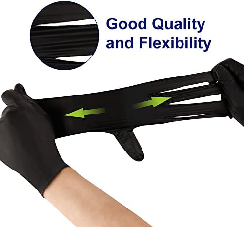 KKD Nitrile Gloves Disposable 100 Count 5.5 Mil Latex Free & Powder Free Gloves For Cooking, Cleaning, Insdustrial and Salon Use, Black, Large - Image 4