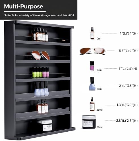 2 Packs Wood Nail Polish Rack, 6 Layers Wall Mount Nail Polish Organizer - Image 4