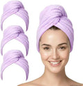 3 Pack Microfiber Hair Towel Wrap for Women, Fast Drying Hair Turban with Button, Anti-Frizz Large Hair Towel for All Hair Styles, Soft & Absorbent Hair Drying Towel by YHPDYL