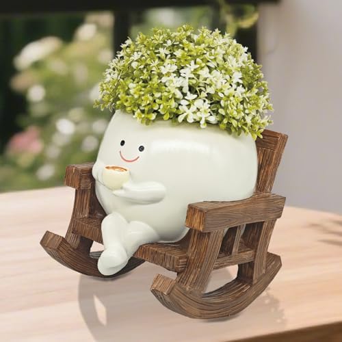 Smiley Face Planter Pot, Cute Coffee Plant Pots for Indoor Outdoor by Yiilead