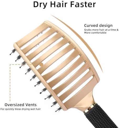 Detangler Brush for Wet and Dry Hair - Painless Hair Brush for Detangling Knots, Smoothing and Styling, for Adults and Kids, Gentle on Curly/Thick Hair (Golden) - Image 3