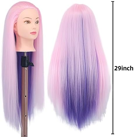 Eumos Mannequin Head with Hair, 29'' Doll Head for Hair Styling - Image 2