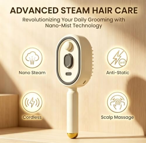 Electric Spray & Massage Hair Brush, 2026 Electric Steaming Massage Care Brush, Relieve Hair Tangles & Dryness, Works Beautifully on Curly, Straight, Thick, Thin, Long, or Short Hair, (Pink) - Image 6