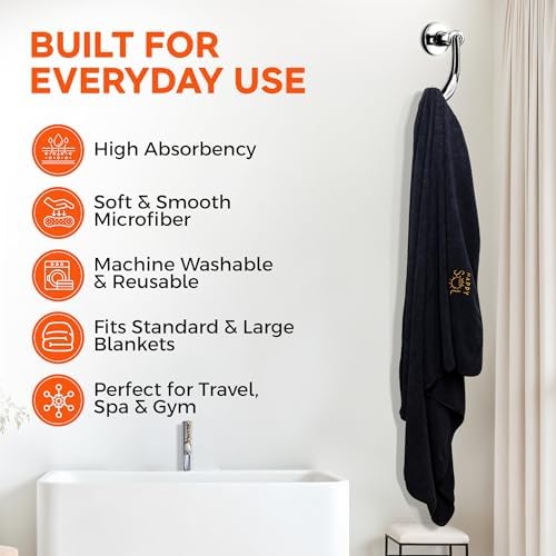 Happy Sol Sauna Blanket Towel Insert - Absorbent Insert for Sauna Blanket - Reusable and Machine Washable - 58"x70"- Luxurious Microfiber Material - Image 3
