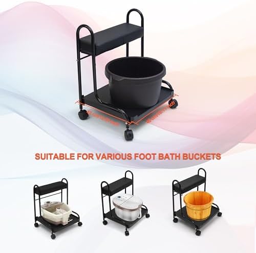 Elitzia 3-Height Pedicure Cart with PU Cushion Salon Spa Carts - Image 4