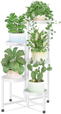 iDavosic.ly Plant Stand Indoor Outdoor, 5 Tier Metal Corner Shelf, White by iDavosicly