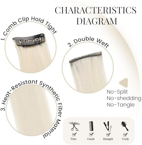 10 Pcs Off White Clip in Hair Extensions Highlights 22 Inch - Image 3