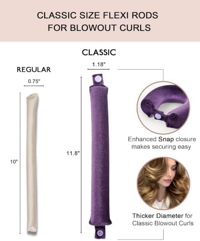 Classic Heatless Curls Overnight Rods No Heat Hair Curlers to Sleep in Foam Soft Hair Rollers for Thick & Long Hair Blowout Look, Heatless Flexible Curling Rod Set with Satin Wrap for Sleeping - Image 3