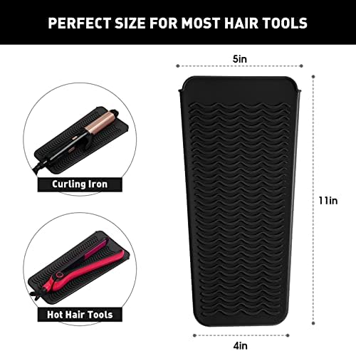 ZAXOP Resistant Silicone Mat Pouch for Flat Iron, Curling Iron,Hot Hair Tools (Black) - Image 2