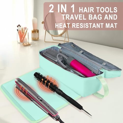 Hair Tools Travel Bag with Heat Resistant Mat Hair Styling Accessories Storage Case for Hair Dryer Flat Iron Straightener Curling Iron Haircare Accessories Travel Essentials for Women - Image 2