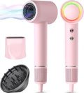 Hair Dryer, 160000 RPM Professional High-Speed Blow Dryer 500 Millions Negative Ionic Care Hair Dryer for Fast Drying, Low Noise Thermo-Control Hairdryer, Travel with Magnetic Diffuser & Nozzle, Pink by AlloomProfessionalHairDryer