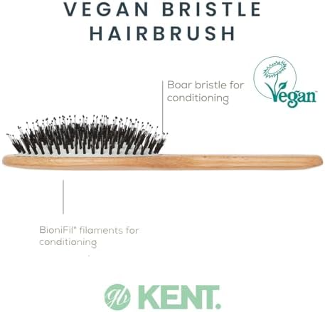 Kent V01 Vegan Boar Bristle Hair Brush with Nylon Pins, Organic Hair Brush for Styling and Detangling, Paddle Brush Ideal for All Hair Types (Large) - Image 4