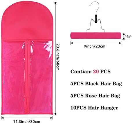Professional Hair Organizer Bags with Hanger - 3 Pack Protective Cases for Multiple Wigs Extensions Hairpieces Holder Rose Pink Travel Carry Pouch Salon - Image 2