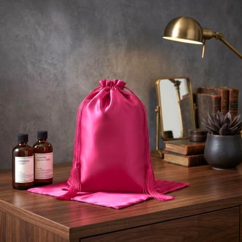 4Pcs Satin Wig Bag, Shimmeroo Wig Storage Bags with Drawstring Tassel - Image 7