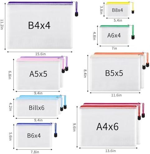 EOOUT 38pcs Mesh Zipper Pouch, Waterproof Zipper Bags, 8 Sizes Plastic Travel Pouch, 12 Colors, Multipurpose for Board Game, Travel Storage, Office Appliances, Home Organize - Image 3